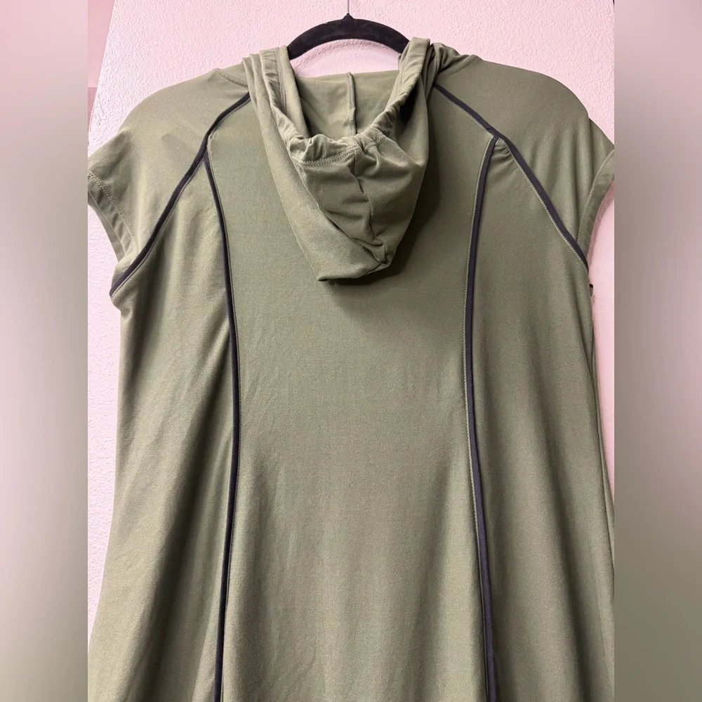 No Boundaries Olive Green Half-Zip Hooded Midi Dress-Juniors L (11–13)| Like New